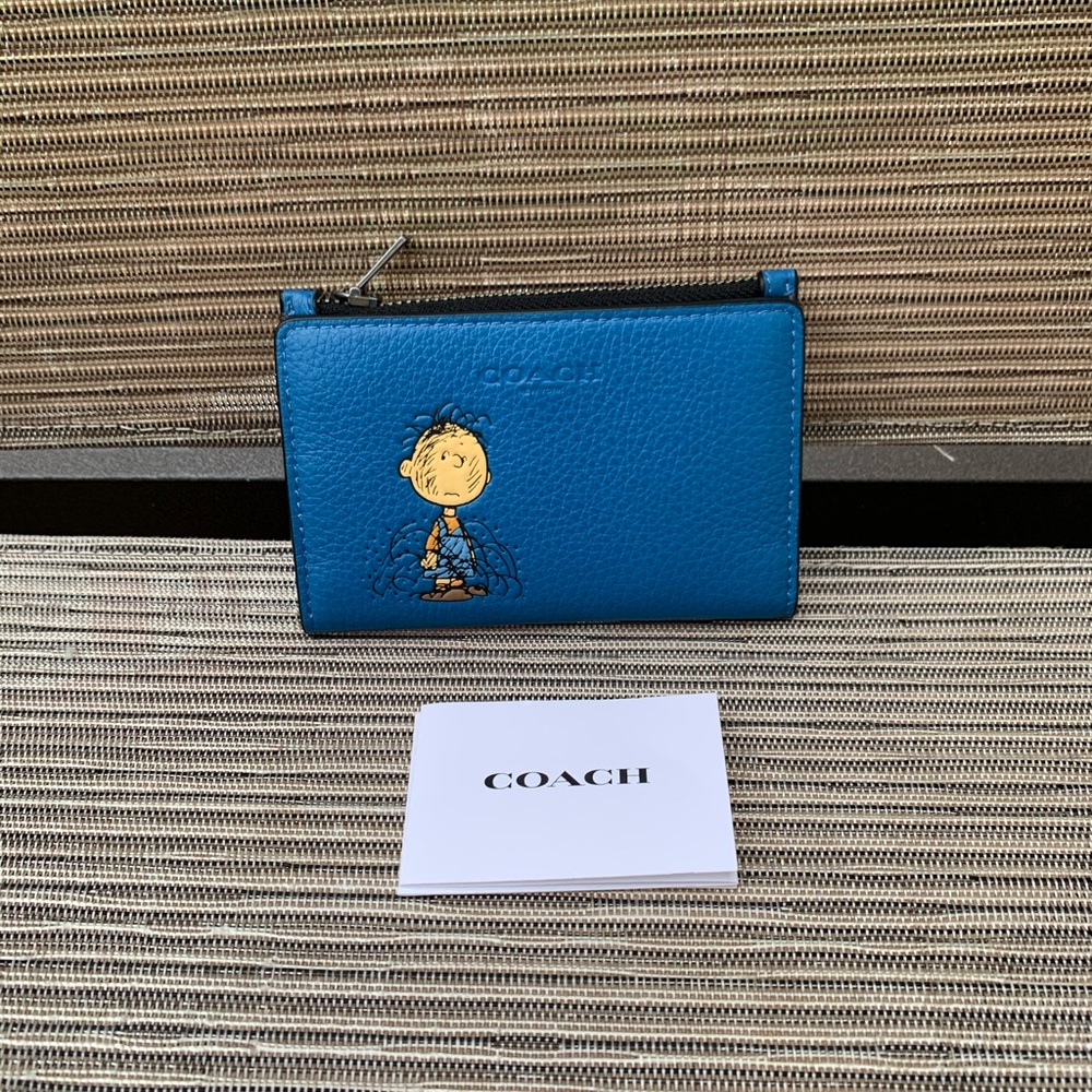 Coach X Peanuts Slim Bifold Card Wallet Pig Pen